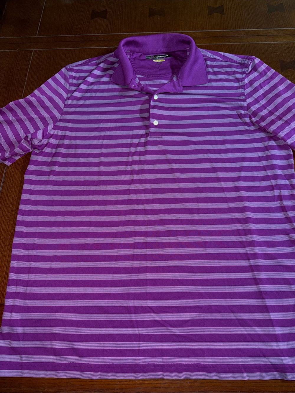 Greg Norman Men’s Size XL Purpla Striped Play Dry Golf Polo Shirt